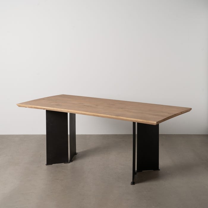 Natural Wood-Iron Dining Table Living Room 190 X 90 X 77 Cm