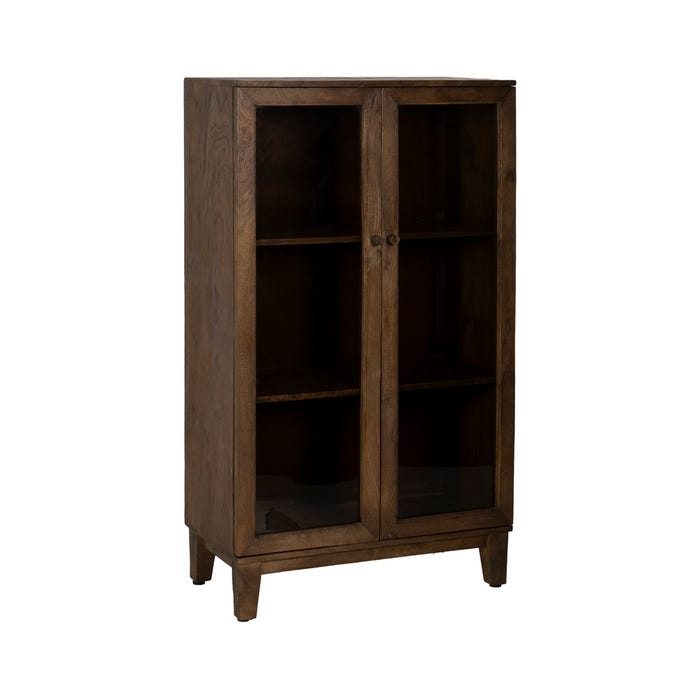 Brown Mango Wood Display Case Living Room 80 x 40 x 140 cm