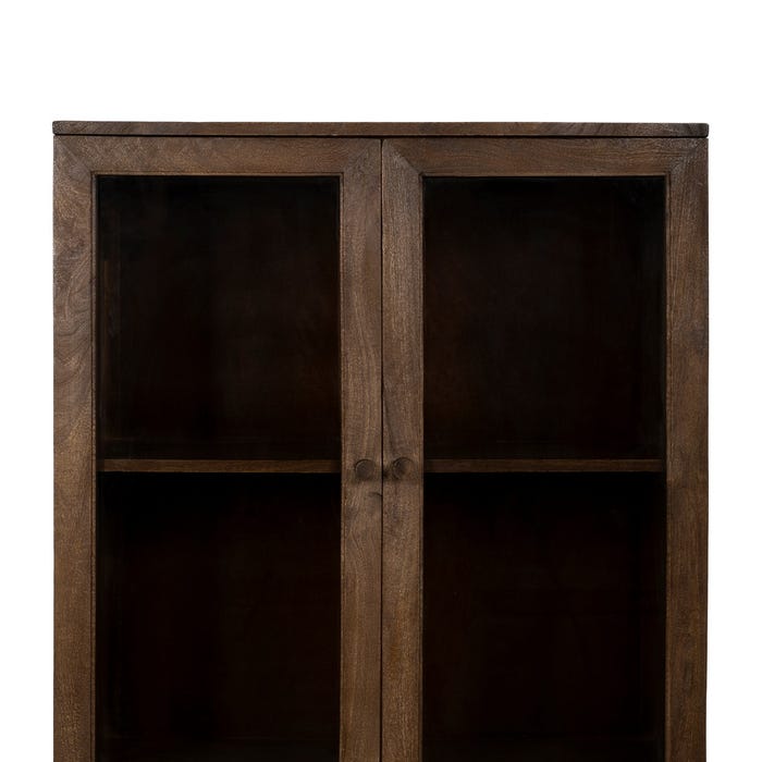 Vitrina Marrón Madera De Mango Salón 80 X 40 X 140 Cm