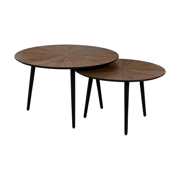 S/2 Mesa Centro Natural-Negro Dm-Metal 70 X 70 X 40 Cm