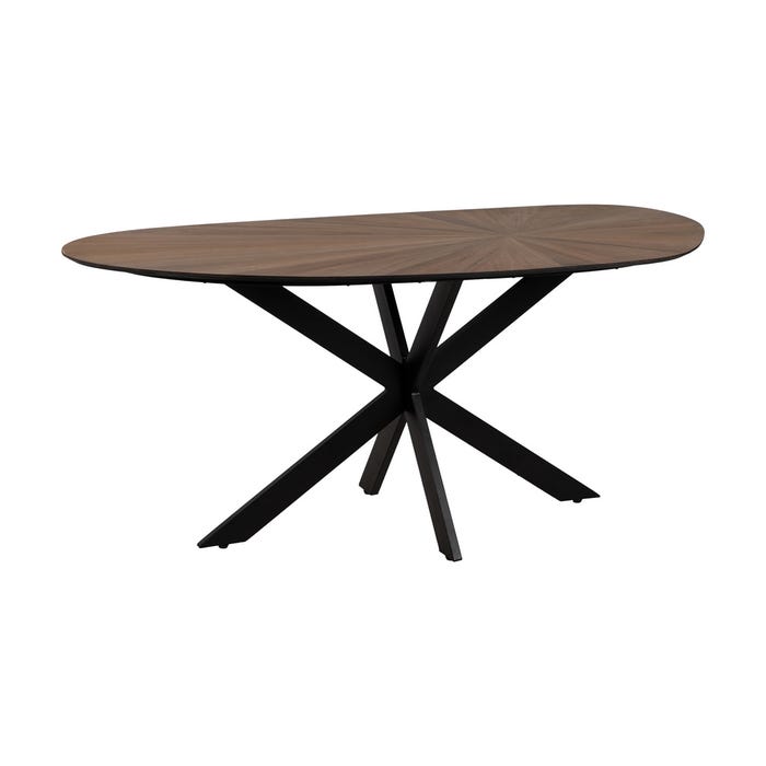 Mesa Comedor Natural-Negro Dm-Metal 178 X 80 X 77 Cm