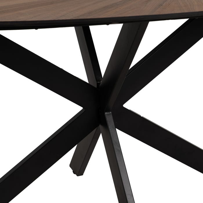 Mesa Comedor Natural-Negro Dm-Metal 178 X 80 X 77 Cm