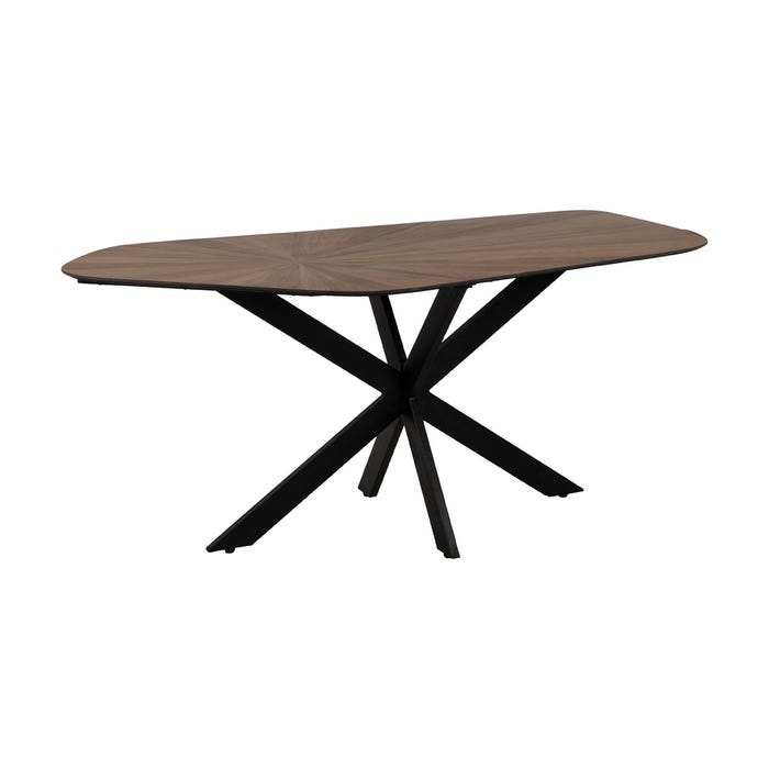 Mesa Comedor Natural-Negro Dm-Metal 178 X 80 X 77 Cm