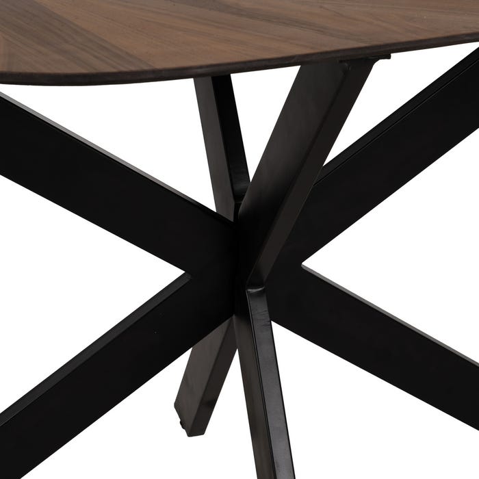 Mesa Comedor Natural-Negro Dm-Metal 178 X 80 X 77 Cm