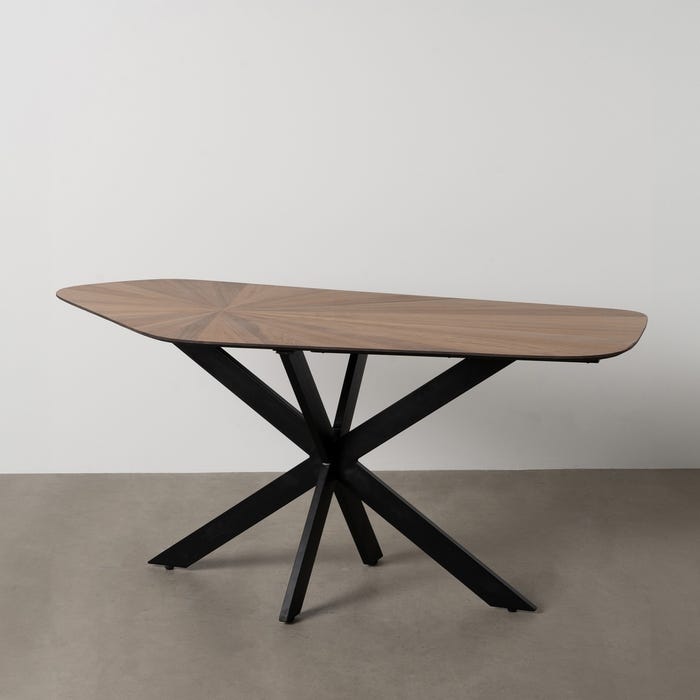 Mesa Comedor Natural-Negro Dm-Metal 178 X 80 X 77 Cm