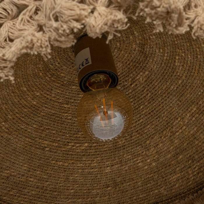 Lampara Techo Beige Fibra Natural 60 X 60 X 23 Cm