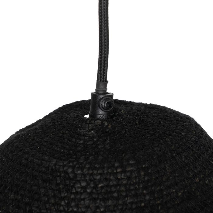 Lampara Techo Negro Fibra Natural 40 X 40 X 12 Cm