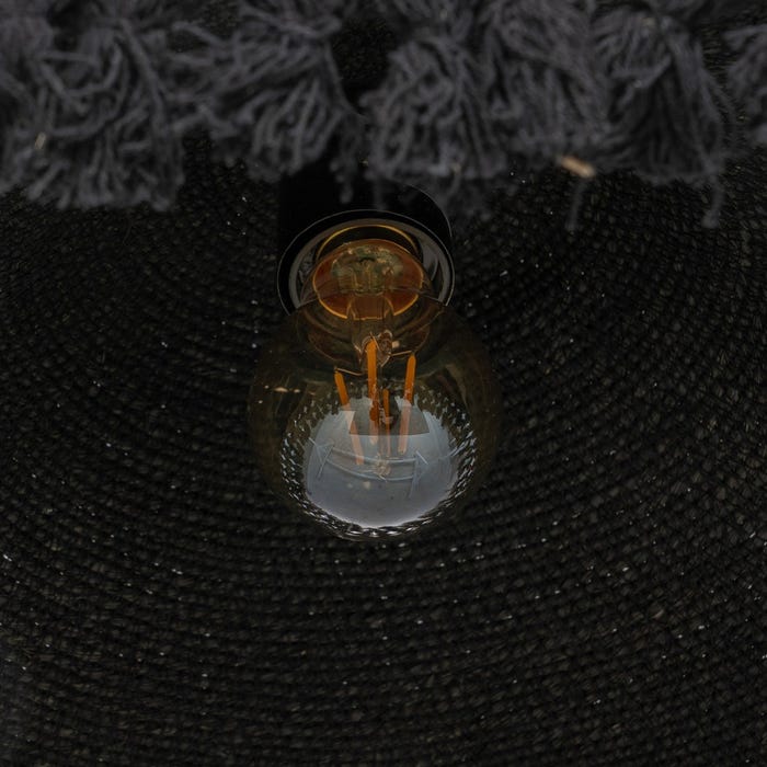 Lampara Techo Negro Fibra Natural 60 X 60 X 23 Cm