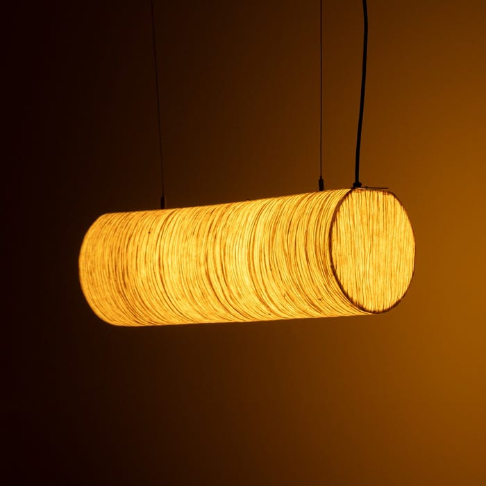 Luminária de teto de papel e metal bege 60 x 60 x 20 cm