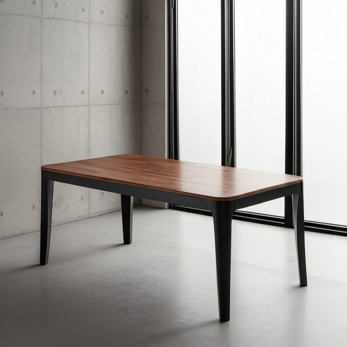 Mesa de Jantar de Madeira Marrom-Preta Sala de Estar 180 X 90 X 76 Cm