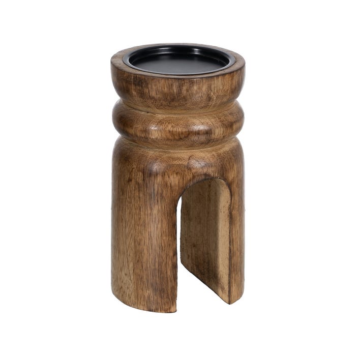 S/2 Candelabro Natural Madera De Mango 11,50 X 11,50 X 23 Cm