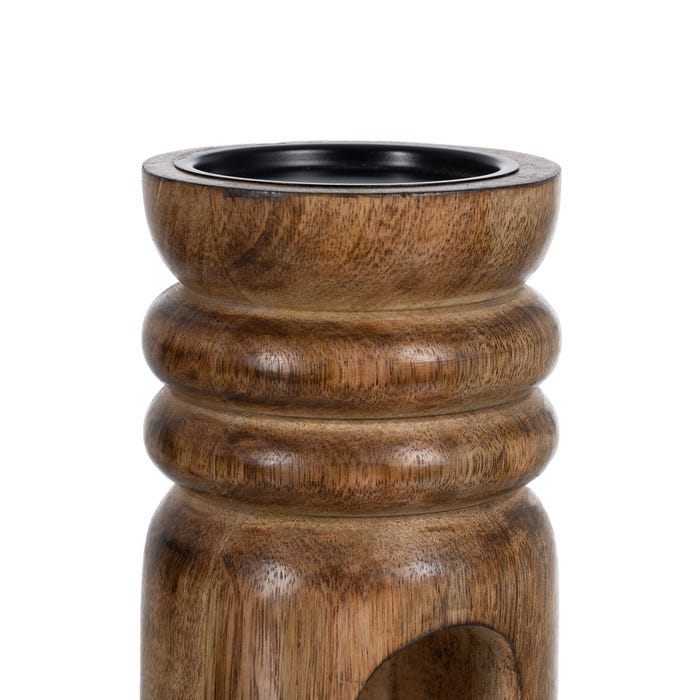S/2 Candelabro Natural Madera De Mango 11,50 X 11,50 X 23 Cm