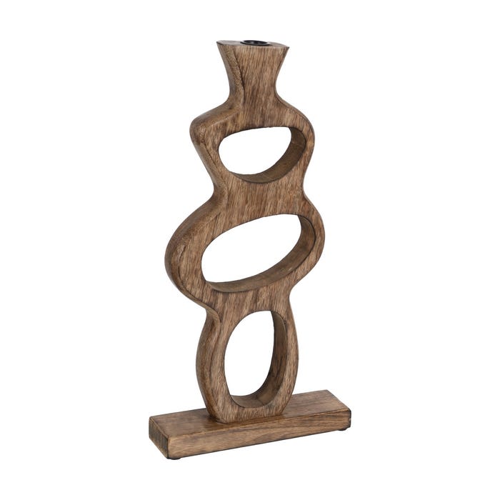 S/2 Candelabro Natural Madera De Mango 20 X 6,50 X 41 Cm