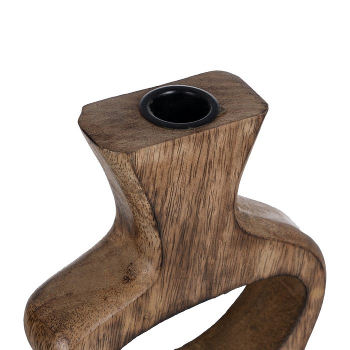 S/2 Candelabro Natural Madera De Mango 20 X 6,50 X 41 Cm