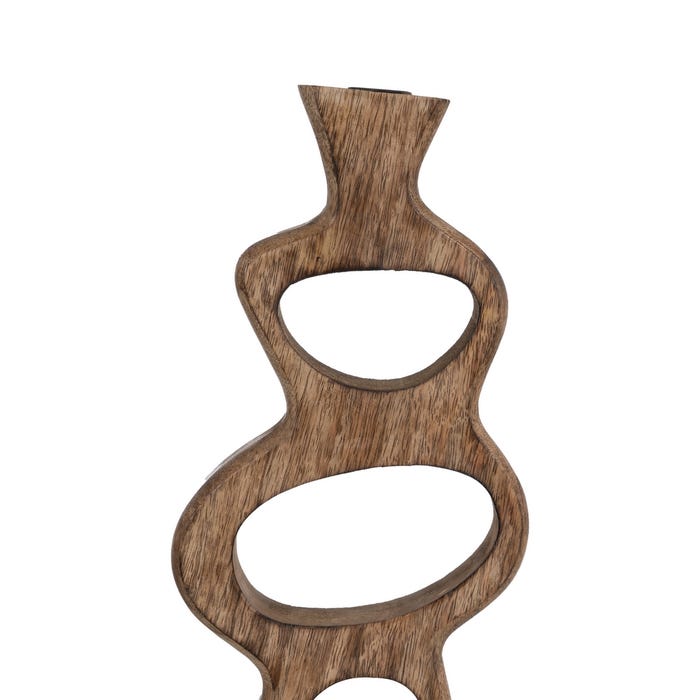 S/2 Candelabro Natural Madera De Mango 20 X 6,50 X 41 Cm
