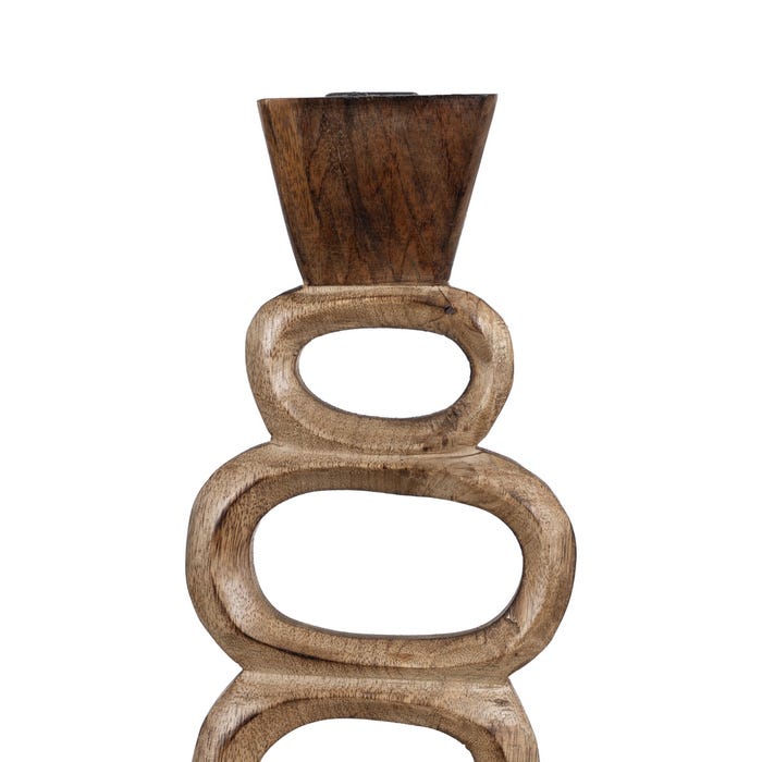 S/3 Candelabro Natural Madera De Mango 17 X 7 X 50 Cm