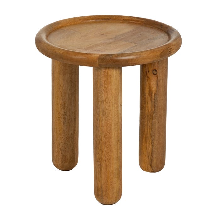 Mesa de centro em madeira de manga natural 42 x 42 x 46 cm