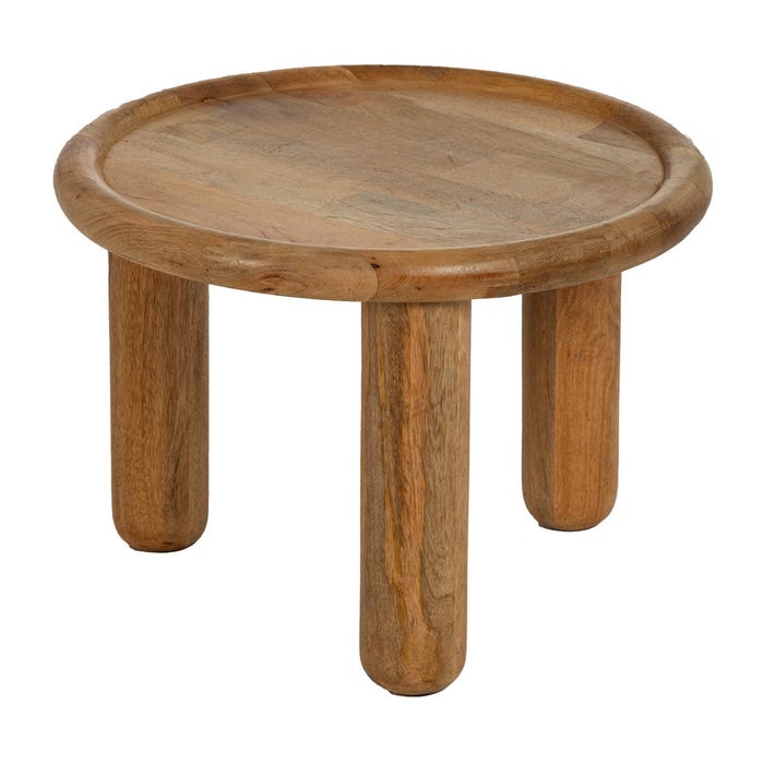 Mesa de centro em madeira de manga natural 50 x 50 x 36 cm