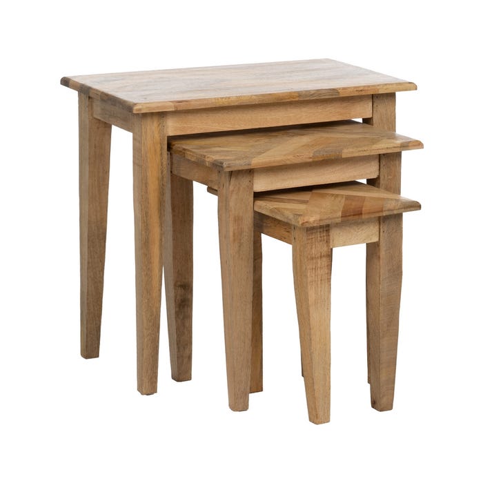 S/3 Mesitas Natural Madera De Mango 56 X 35 X 54 Cm