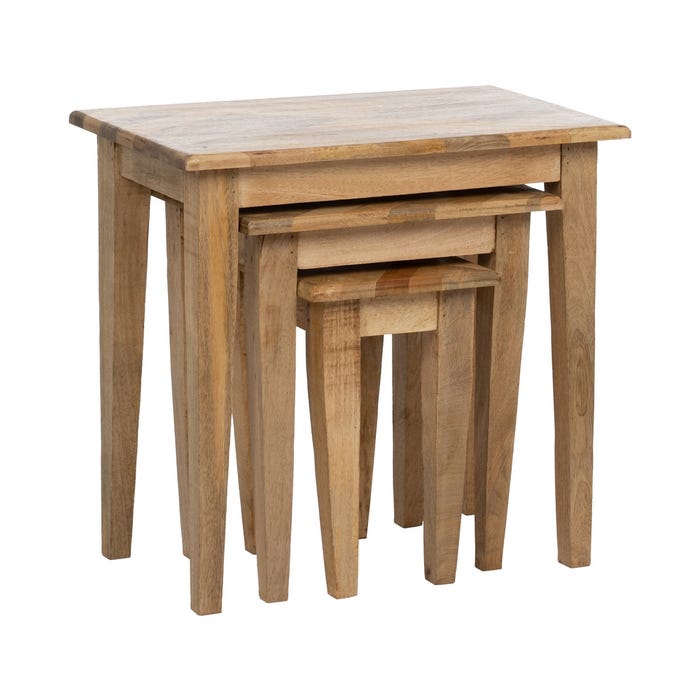 S/3 Mesitas Natural Madera De Mango 56 X 35 X 54 Cm
