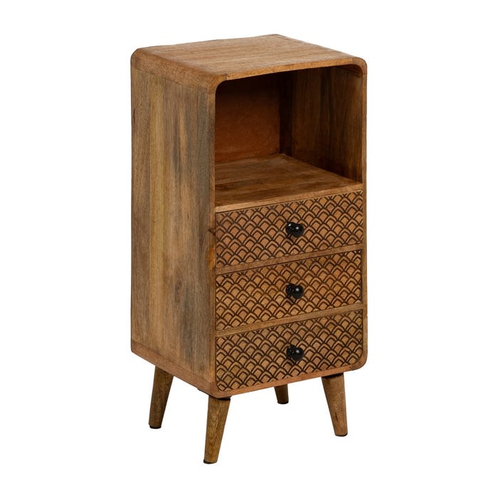 Mesita Natural Madera De Mango 29,50 X 25,50 X 64 Cm