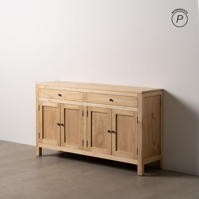 Natural Mindi Wood Sideboard Living Room 140 X 40 X 82 Cm