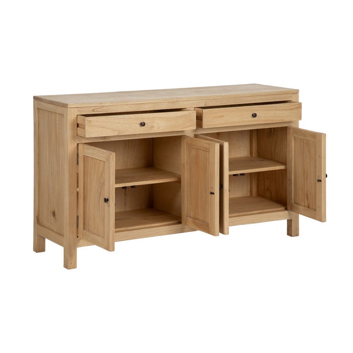 Natural Mindi Wood Sideboard Living Room 140 X 40 X 82 Cm