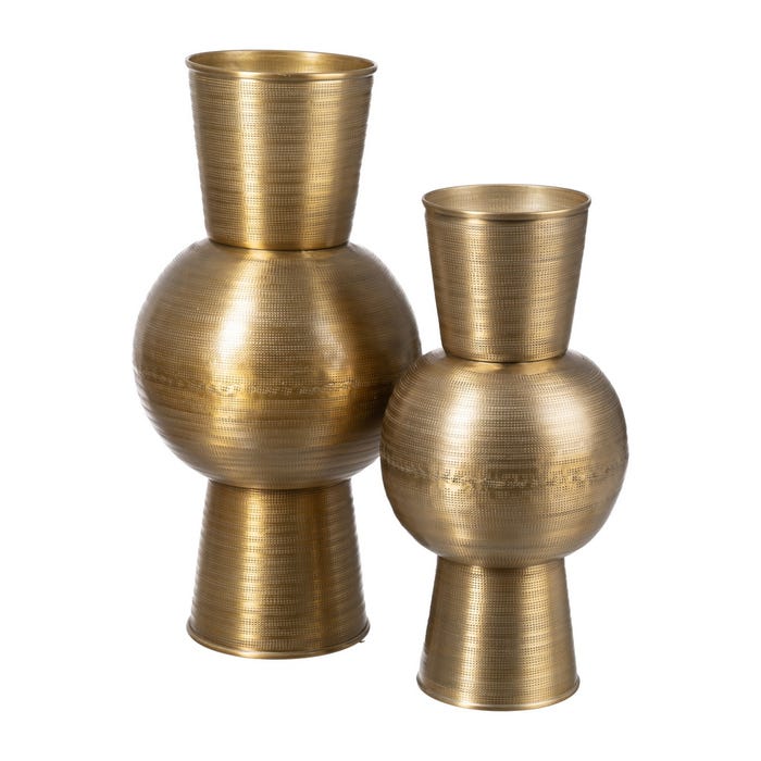 Vaso de Ouro Velho Decoração de Metal 20,30 X 20,30 X 41,90 Cm