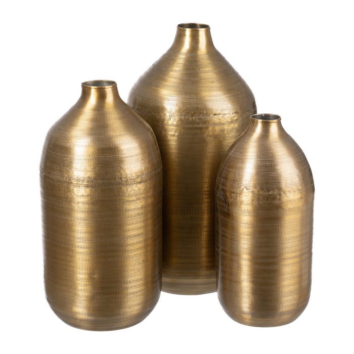 Vaso de Ouro Antigo Decoração de Metal 21,60 X 21,60 X 47,60 Cm