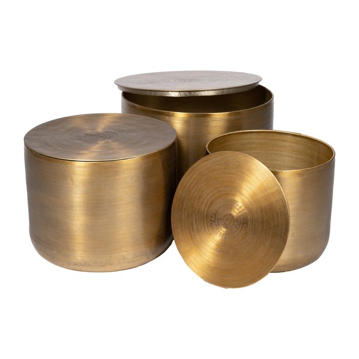 S/3 Mesa Auxiliar Oro Viejo Metal 58,50 X 58,50 X 41,90 Cm