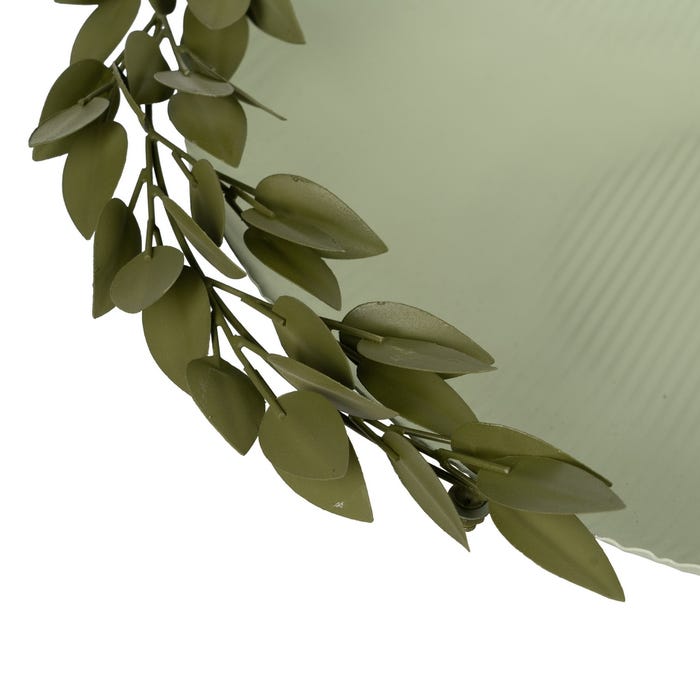 Centro de mesa de metal com folhas verdes 40 x 40 x 13 cm