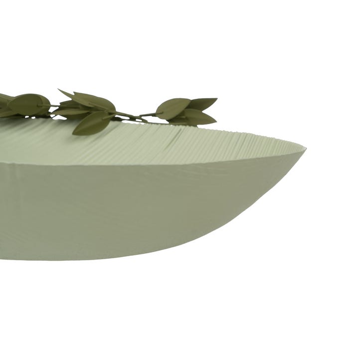Centro de mesa de metal com folhas verdes 40 x 40 x 13 cm