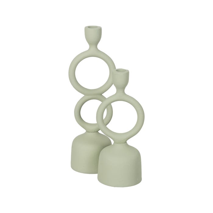 Light Green Metal Candle Holder 9 X 7 X 32 Cm