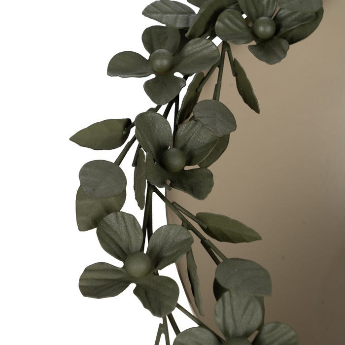 Centro de mesa de flores de metal bege-verde 33 x 33 x 15 cm