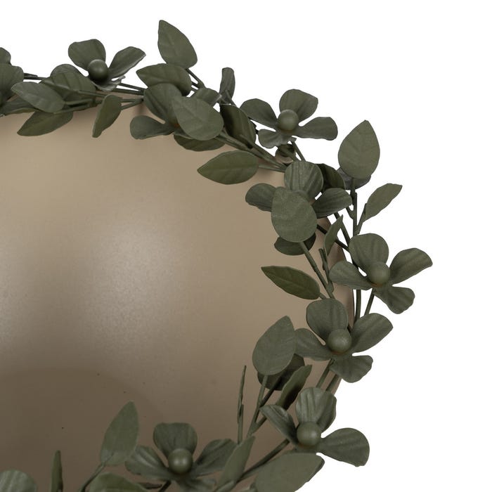Centro de mesa de flores de metal bege-verde 33 x 33 x 15 cm