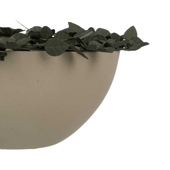 Centro de mesa de flores de metal bege-verde 33 x 33 x 15 cm