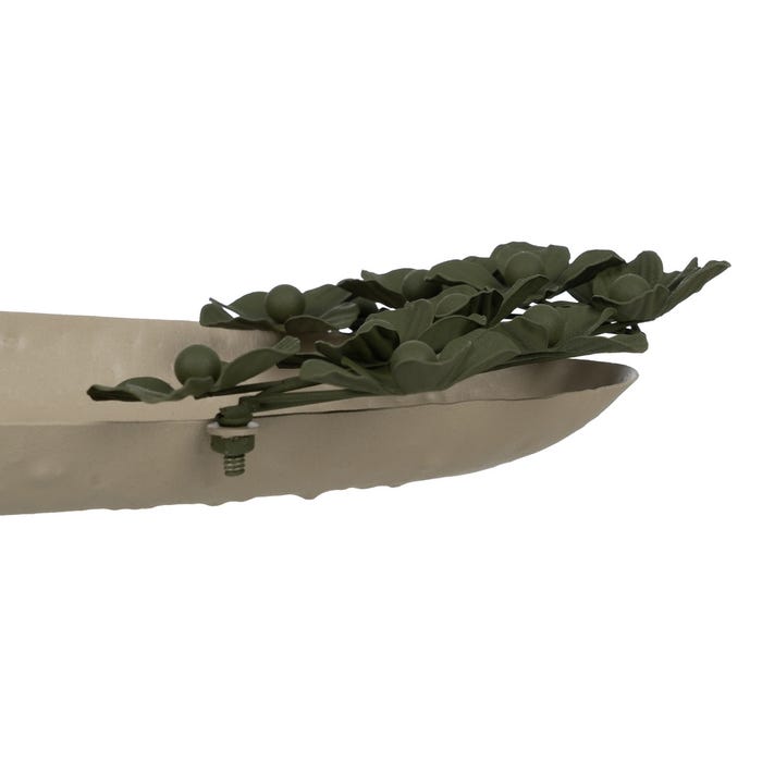 Bandeja de metal bege-verde para flores 58 x 23 x 4 cm