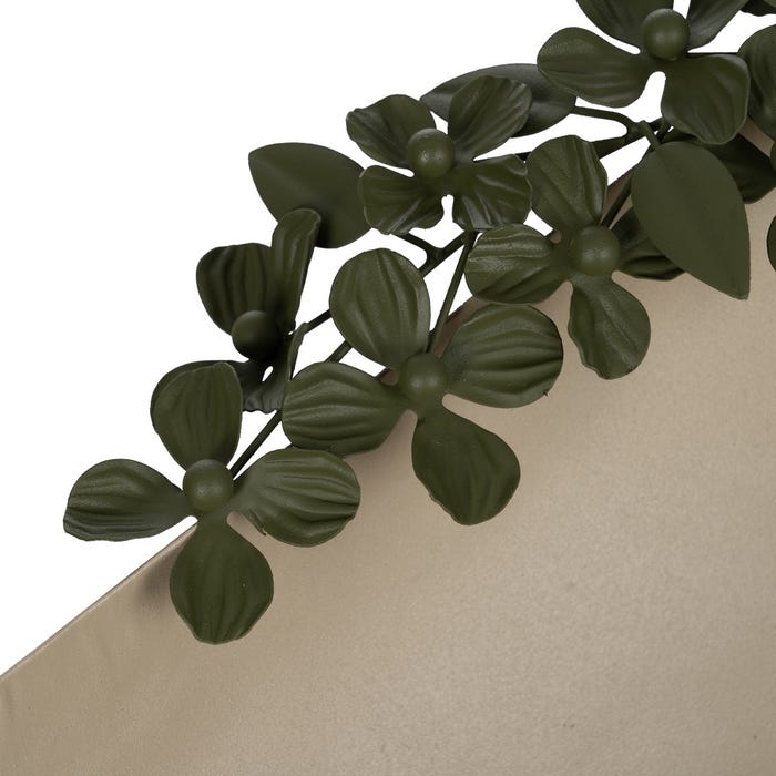 Centro de mesa de flores de metal bege-verde 44 x 31 x 18 cm