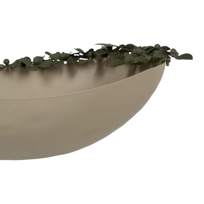 Centro de mesa de flores de metal bege-verde 44 x 31 x 18 cm