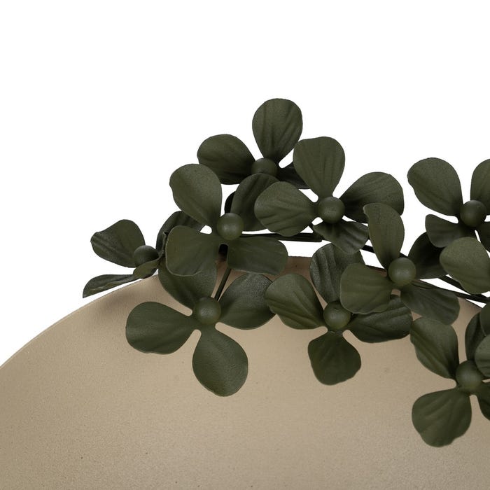 Centro de mesa de flores de metal bege-verde 25 x 25 x 11 cm