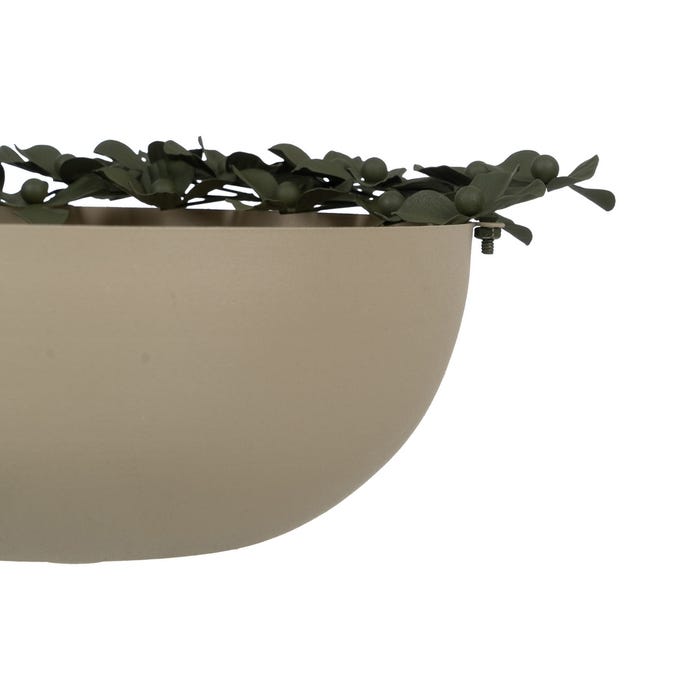Centro de mesa de flores de metal bege-verde 25 x 25 x 11 cm