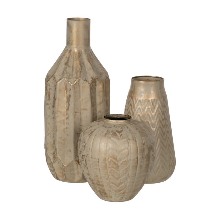 Vaso de metal dourado-bege 23 x 23 x 52 cm