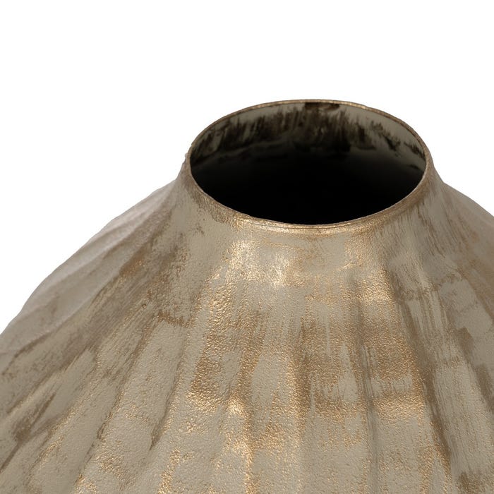 Vaso de metal dourado-bege 25 x 25 x 25 cm