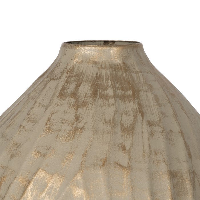 Vaso de metal dourado-bege 25 x 25 x 25 cm
