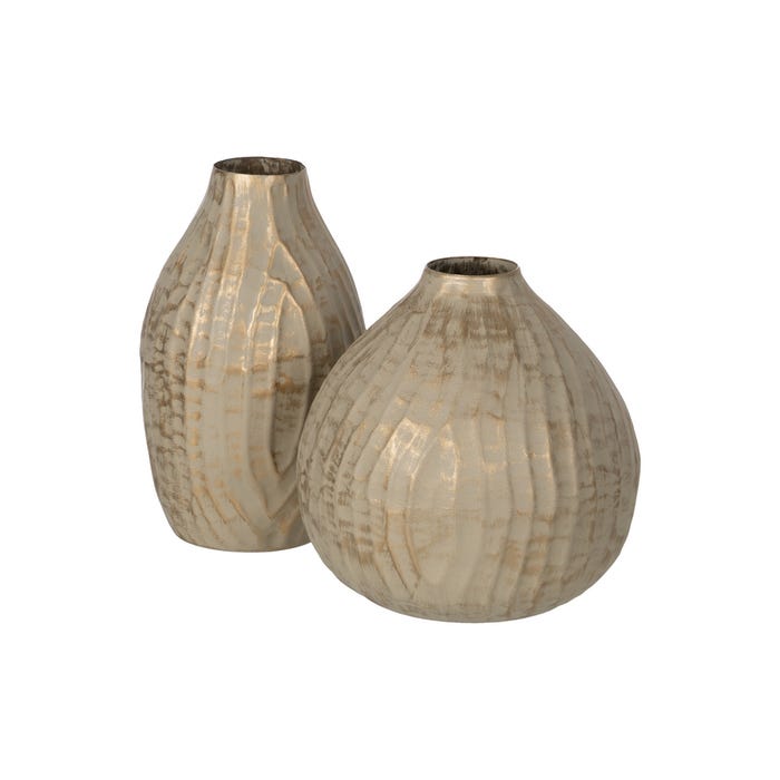 Vaso de metal dourado-bege 16 x 16 x 30 cm