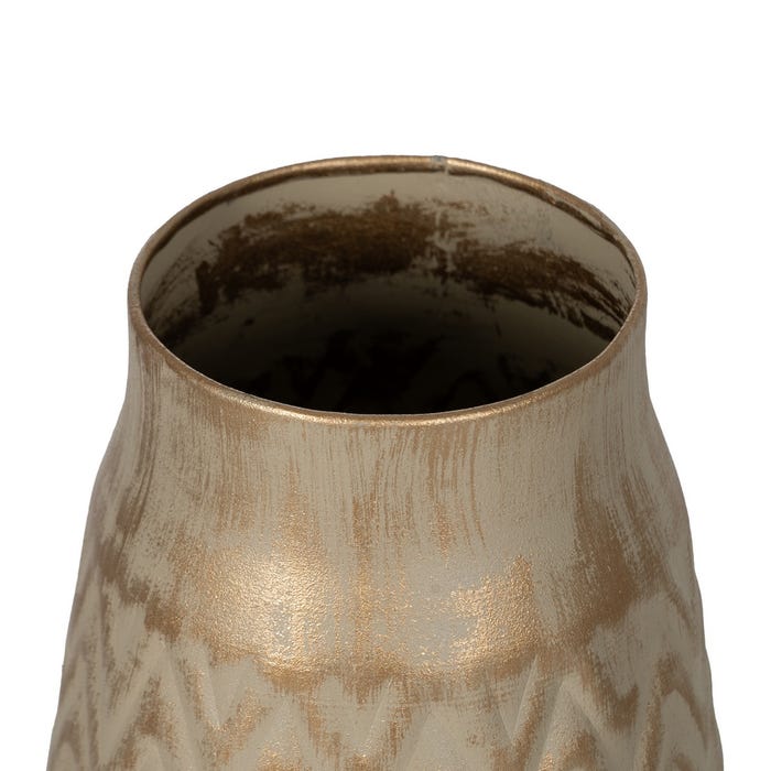 Vaso de metal dourado-bege 21 x 21 x 34 cm