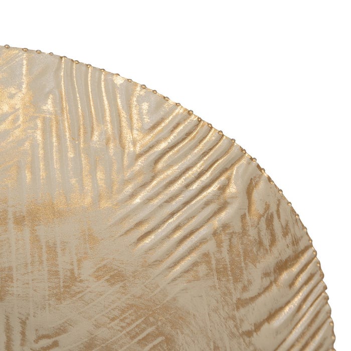 Bandeja de metal bege-dourada 37 x 37 x 8 cm