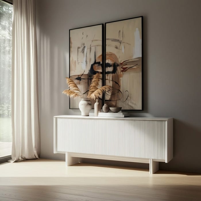 Aparador de Mármore Branco/Madeira Sala de Estar 159 X 45 X 75 Cm