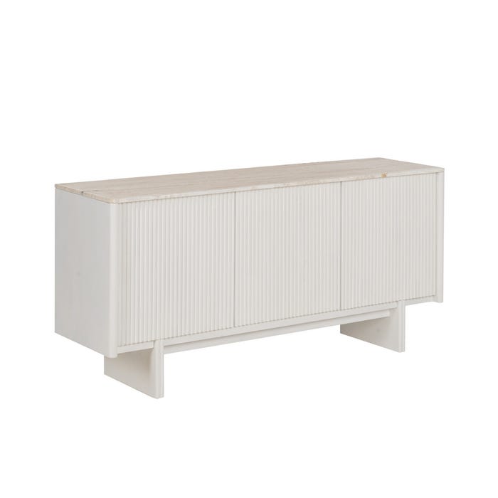White Marble/Wood Sideboard Living Room 159 X 45 X 75 Cm