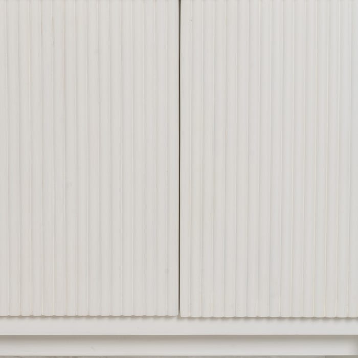Aparador de Mármore Branco/Madeira Sala de Estar 159 X 45 X 75 Cm